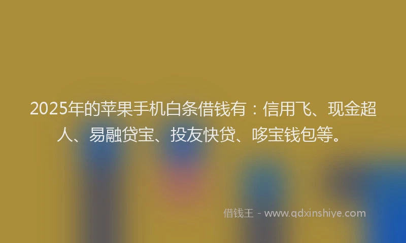 2025年的苹果手机白条借钱有：信用飞、现金超人、易融贷宝、投友快贷、哆宝钱包等。