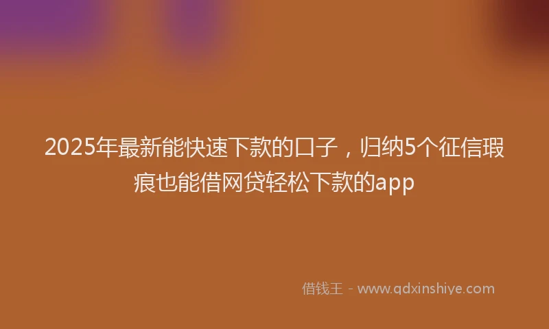 2025年最新能快速下款的口子，归纳5个征信瑕疵也能借网贷轻松下款的app