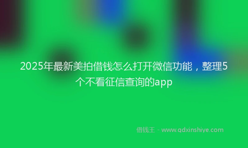 2025年最新美拍借钱怎么打开微信功能，整理5个不看征信查询的app