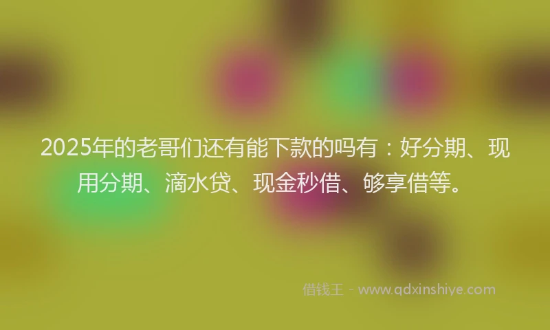 2025年的老哥们还有能下款的吗有:好分期、现用分期、滴水贷、现金秒借、够享借等。