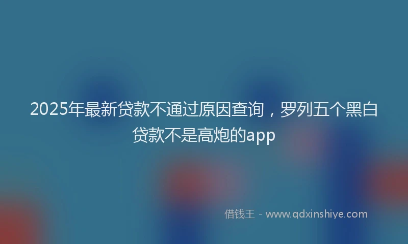 2025年最新贷款不通过原因查询，罗列五个黑白贷款不是高炮的app