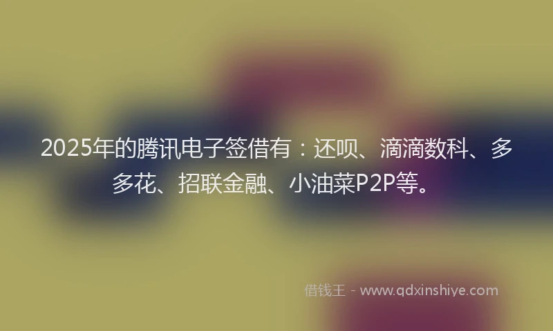 2025年的腾讯电子签借有：还呗、滴滴数科、多多花、招联金融、小油菜P2P等。