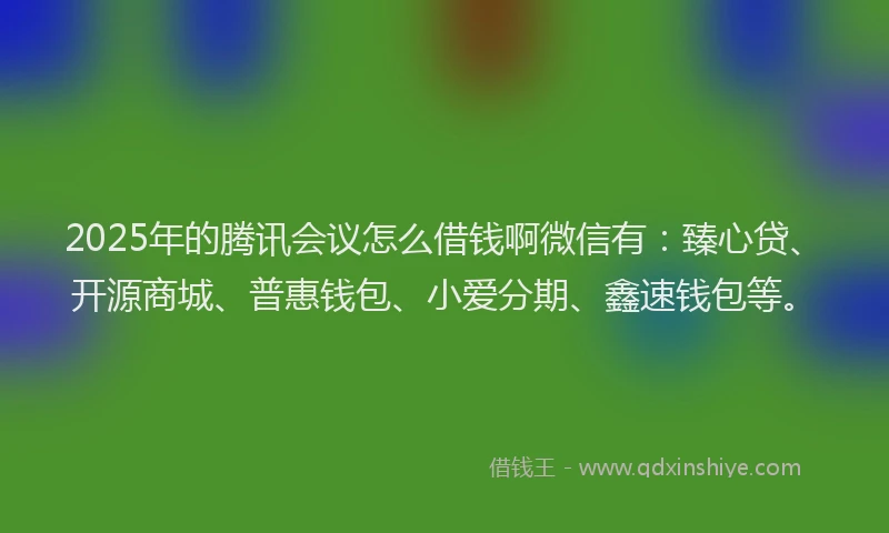 2025年的腾讯会议怎么借钱啊微信有：臻心贷、开源商城、普惠钱包、小爱分期、鑫速钱包等。