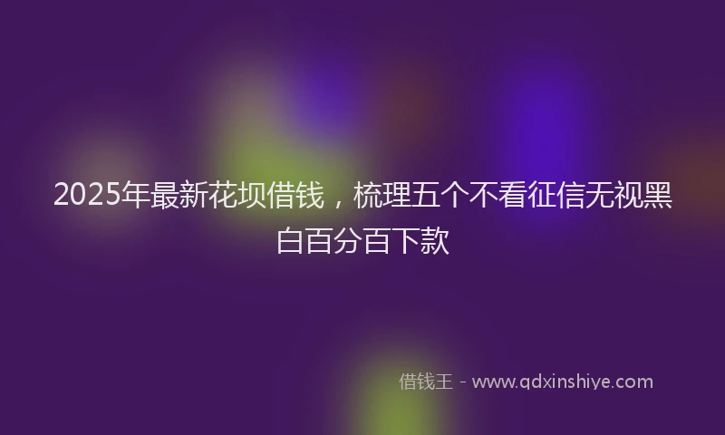 2025年最新花坝借钱，梳理五个不看征信无视黑白百分百下款
