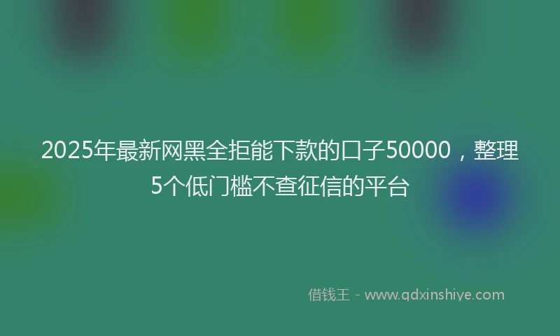 2025年最新网黑全拒能下款的口子50000，整理5个低门槛不查征信的平台
