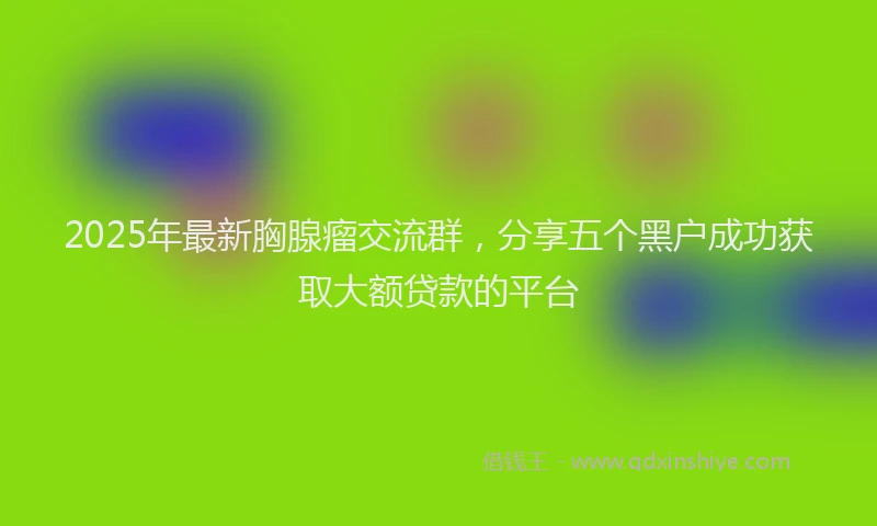 2025年最新胸腺瘤交流群，分享五个黑户成功获取大额贷款的平台