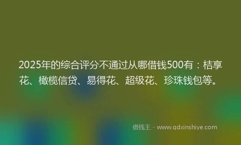 2025年的综合评分不通过从哪借钱500有：桔享花、橄榄信贷、易得花、超级花、珍珠钱包等。