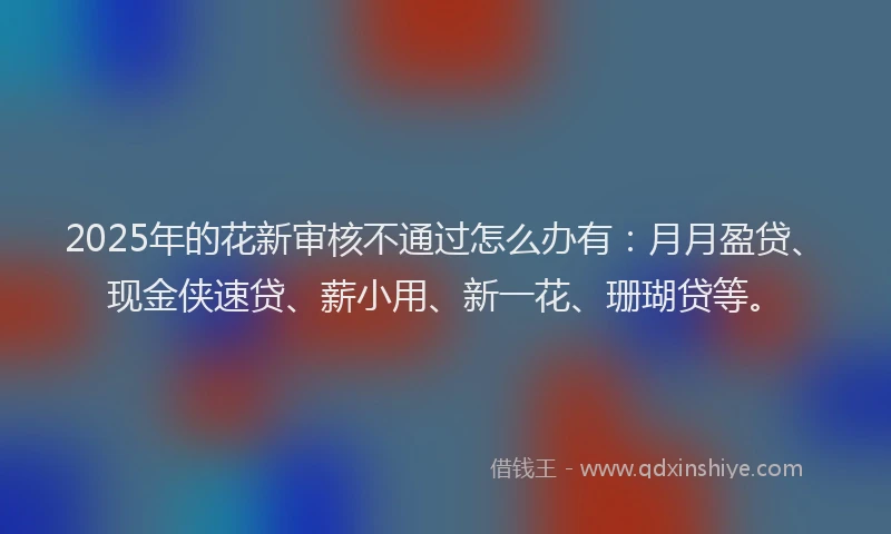 2025年的花新审核不通过怎么办有：月月盈贷、现金侠速贷、薪小用、新一花、珊瑚贷等。