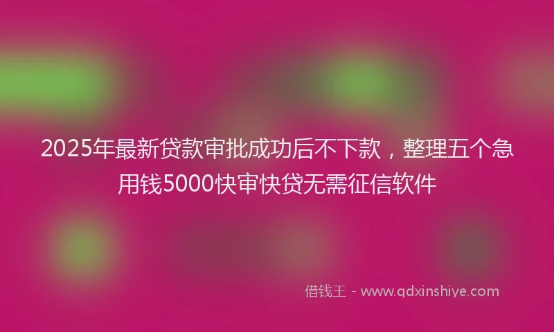 2025年最新贷款审批成功后不下款，整理五个急用钱5000快审快贷无需征信软件