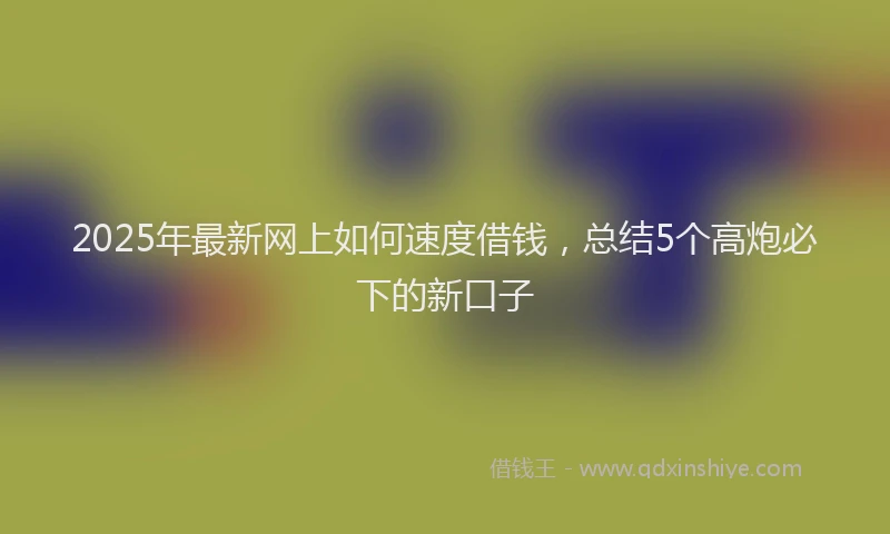 2025年最新网上如何速度借钱，总结5个高炮必下的新口子