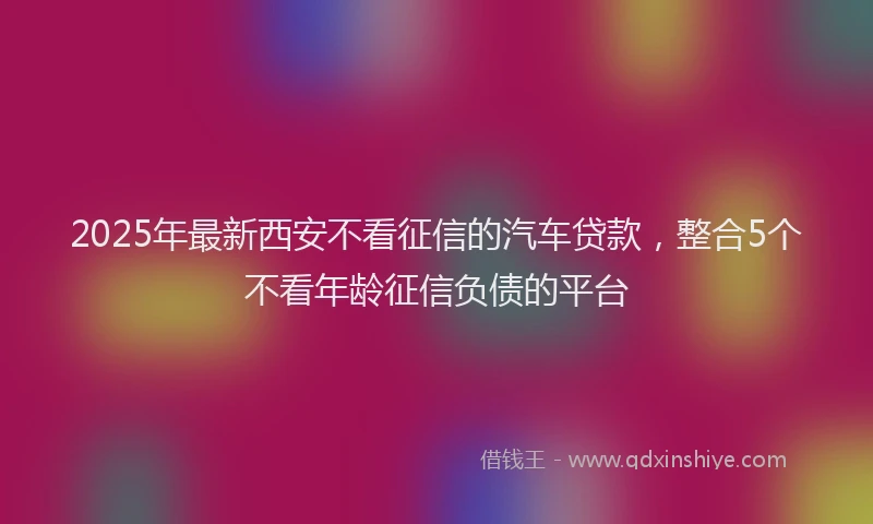 2025年最新西安不看征信的汽车贷款，整合5个不看年龄征信负债的平台