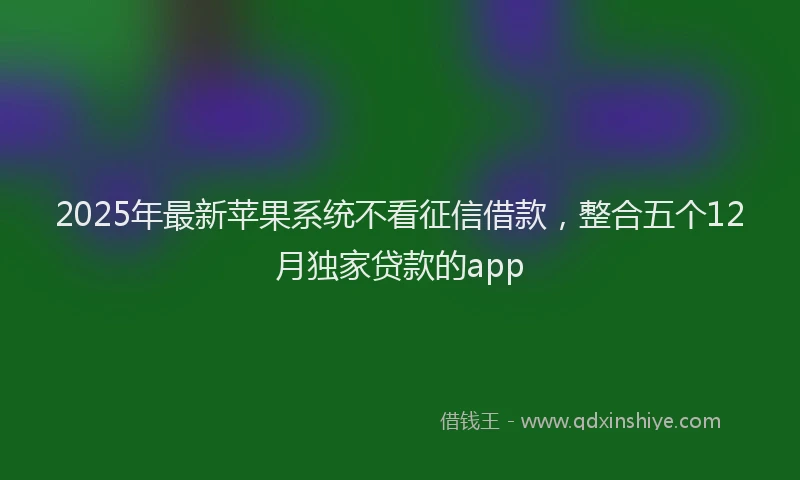 2025年最新苹果系统不看征信借款，整合五个12月独家贷款的app