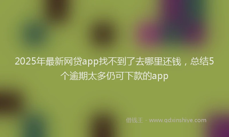2025年最新网贷app找不到了去哪里还钱，总结5个逾期太多仍可下款的app