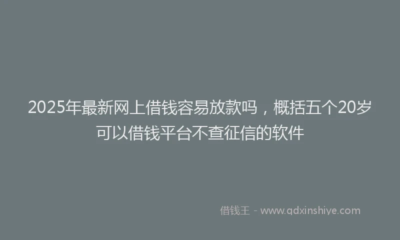 2025年最新网上借钱容易放款吗，概括五个20岁可以借钱平台不查征信的软件