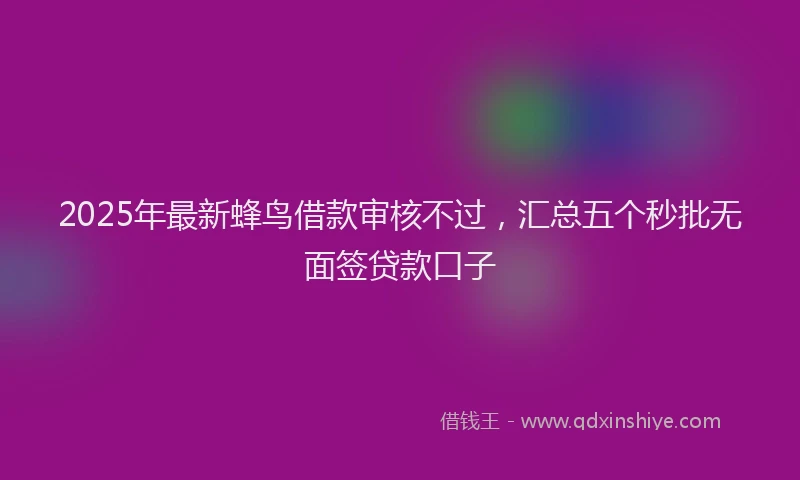 2025年最新蜂鸟借款审核不过，汇总五个秒批无面签贷款口子