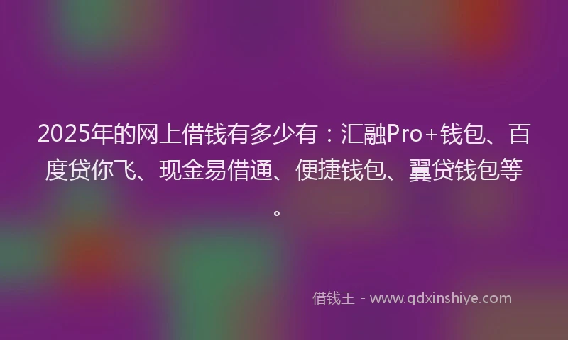2025年的网上借钱有多少有：汇融Pro+钱包、百度贷你飞、现金易借通、便捷钱包、翼贷钱包等。