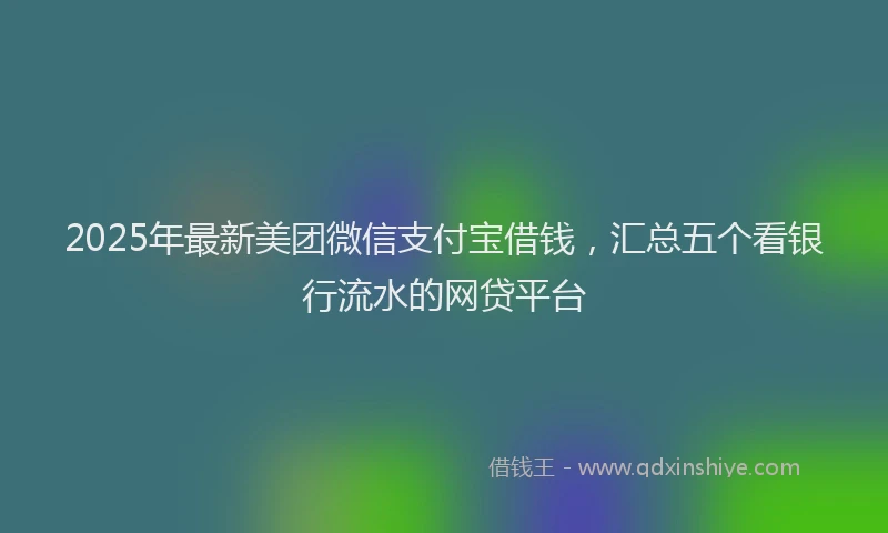 2025年最新美团微信支付宝借钱，汇总五个看银行流水的网贷平台