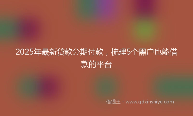 2025年最新贷款分期付款，梳理5个黑户也能借款的平台