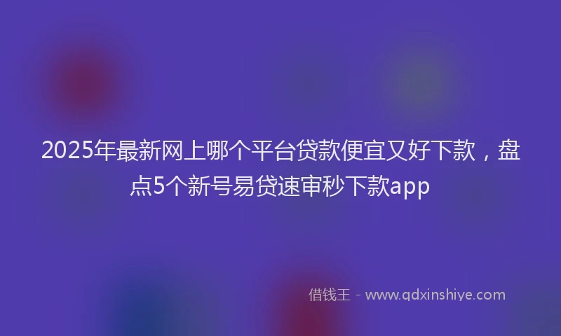 2025年最新网上哪个平台贷款便宜又好下款,盘点5个新号易贷速审秒下款app