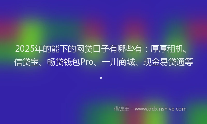 2025年的能下的网贷口子有哪些有：厚厚租机、信贷宝、畅贷钱包Pro、一川商城、现金易贷通等。