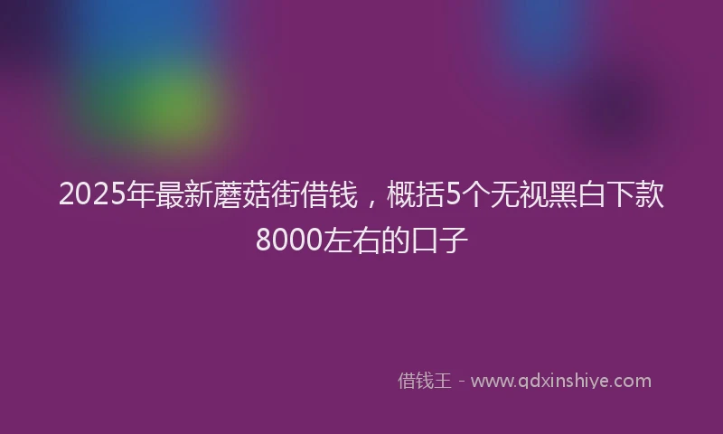 2025年最新蘑菇街借钱,概括5个无视黑白下款8000左右的口子