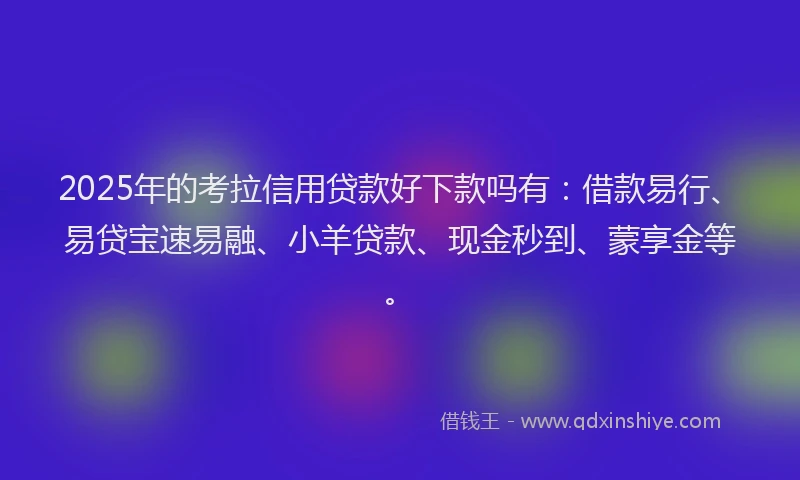 2025年的考拉信用贷款好下款吗有：借款易行、易贷宝速易融、小羊贷款、现金秒到、蒙享金等。