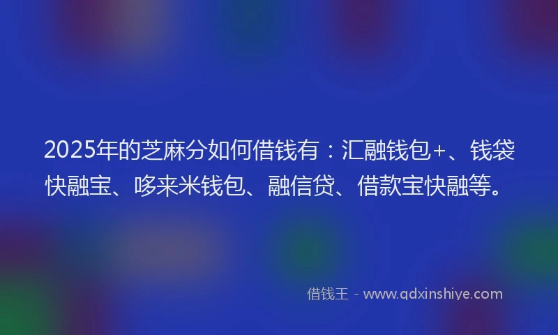 2025年的芝麻分如何借钱有：汇融钱包+、钱袋快融宝、哆来米钱包、融信贷、借款宝快融等。