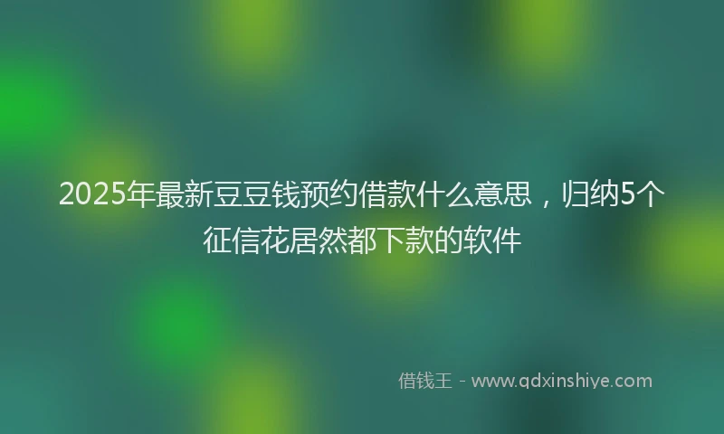 2025年最新豆豆钱预约借款什么意思，归纳5个征信花居然都下款的软件