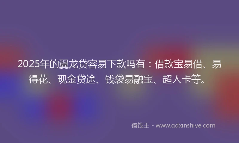 2025年的翼龙贷容易下款吗有：借款宝易借、易得花、现金贷途、钱袋易融宝、超人卡等。
