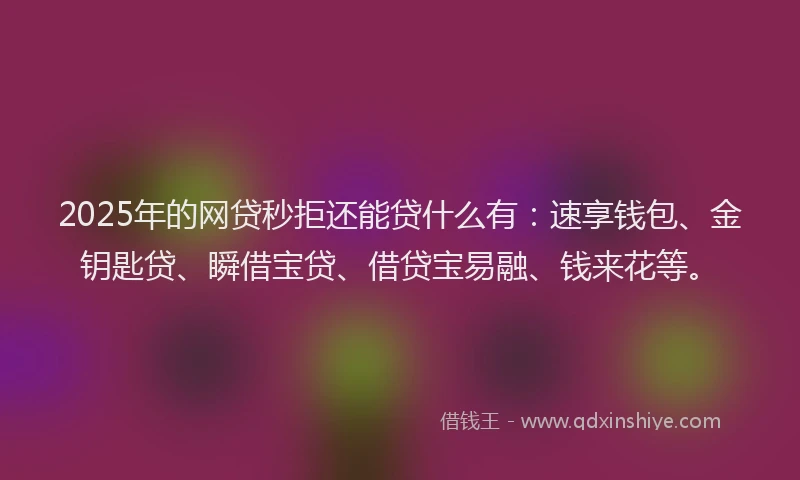 2025年的网贷秒拒还能贷什么有：速享钱包、金钥匙贷、瞬借宝贷、借贷宝易融、钱来花等。