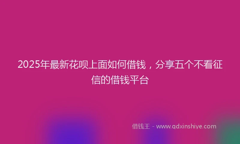2025年最新花呗上面如何借钱，分享五个不看征信的借钱平台