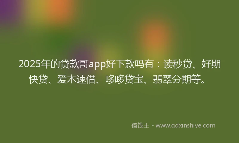 2025年的贷款哥app好下款吗有：读秒贷、好期快贷、爱木速借、哆哆贷宝、翡翠分期等。