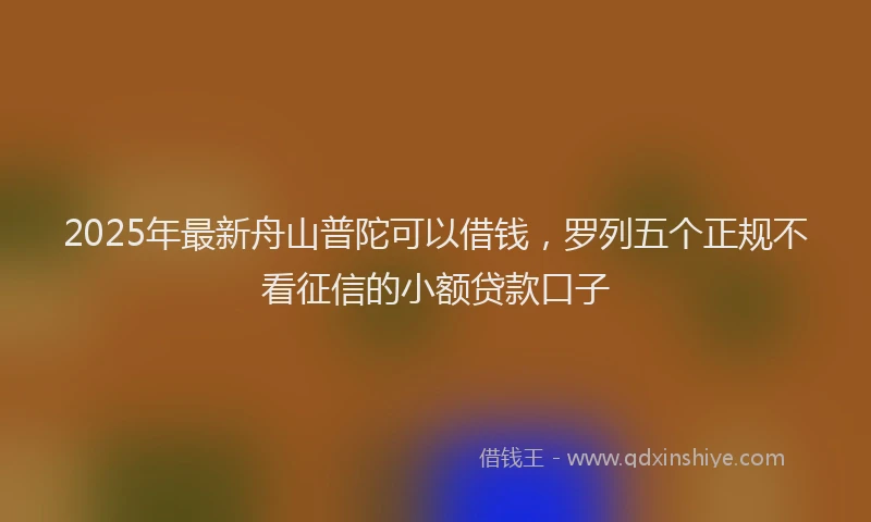 2025年最新舟山普陀可以借钱，罗列五个正规不看征信的小额贷款口子