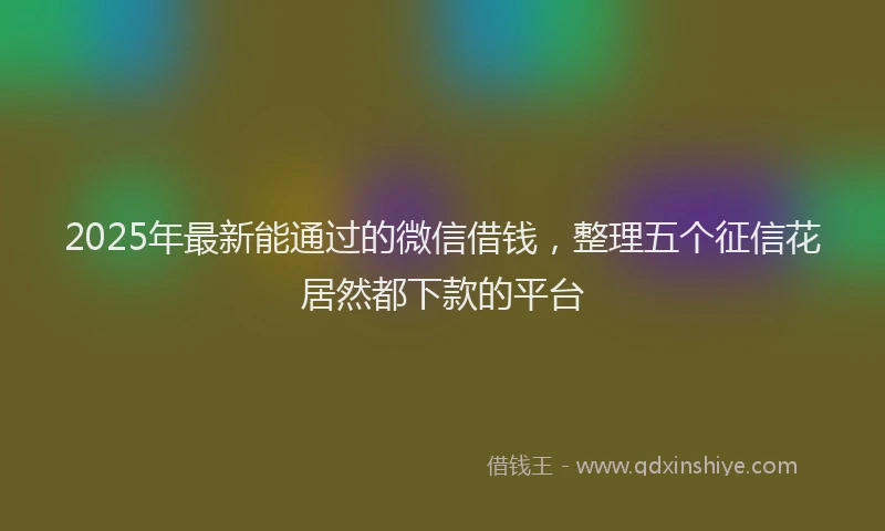 2025年最新能通过的微信借钱，整理五个征信花居然都下款的平台