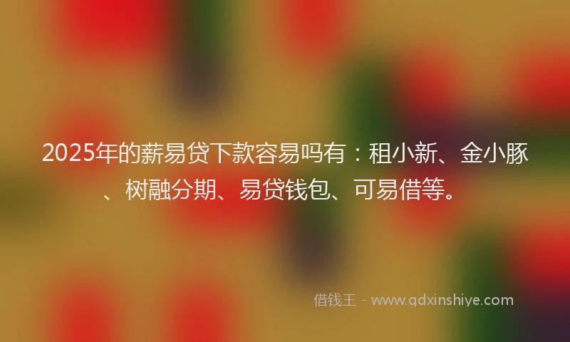 2025年的薪易贷下款容易吗有：租小新、金小豚、树融分期、易贷钱包、可易借等。