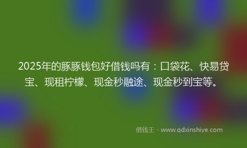 2025年的豚豚钱包好借钱吗有：口袋花、快易贷宝、现租柠檬、现金秒融途、现金秒到宝等。