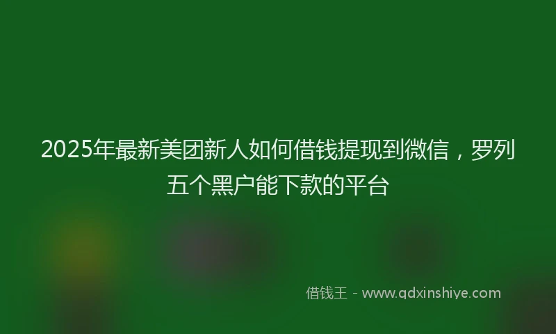 2025年最新美团新人如何借钱提现到微信，罗列五个黑户能下款的平台