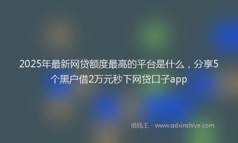 2025年最新网贷额度最高的平台是什么，分享5个黑户借2万元秒下网贷口子app