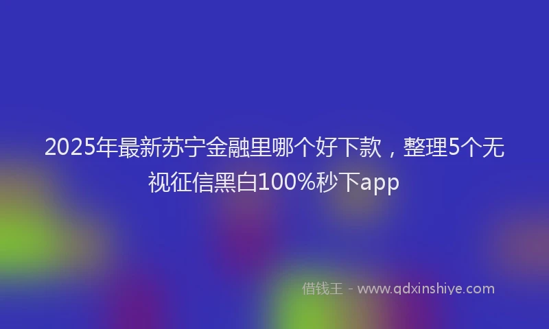 2025年最新苏宁金融里哪个好下款，整理5个无视征信黑白100%秒下app