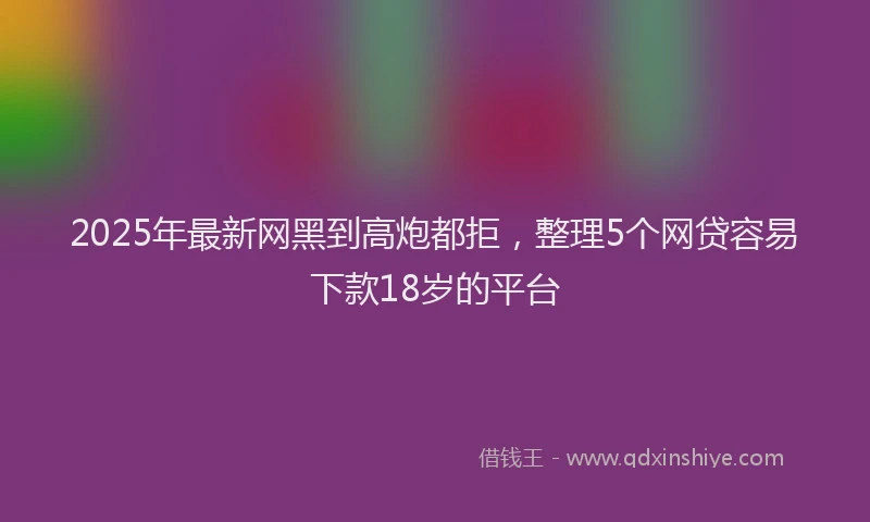 2025年最新网黑到高炮都拒，整理5个网贷容易下款18岁的平台