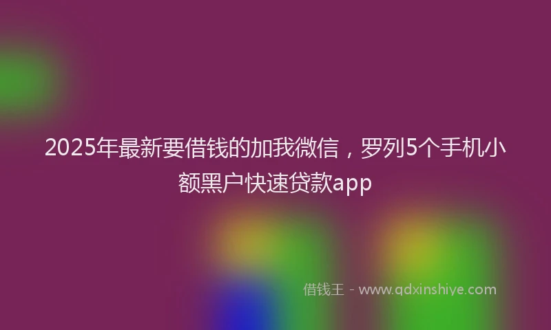 2025年最新要借钱的加我微信，罗列5个手机小额黑户快速贷款app