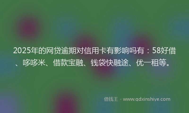 2025年的网贷逾期对信用卡有影响吗有：58好借、哆哆米、借款宝融、钱袋快融途、优一租等。