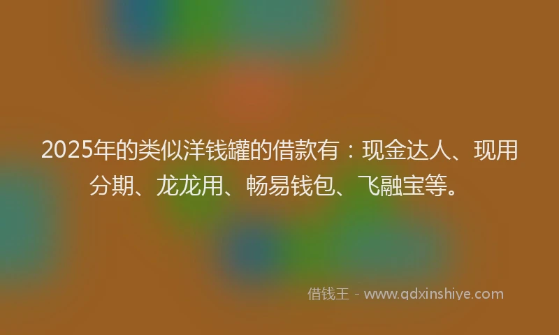 2025年的类似洋钱罐的借款有：现金达人、现用分期、龙龙用、畅易钱包、飞融宝等。