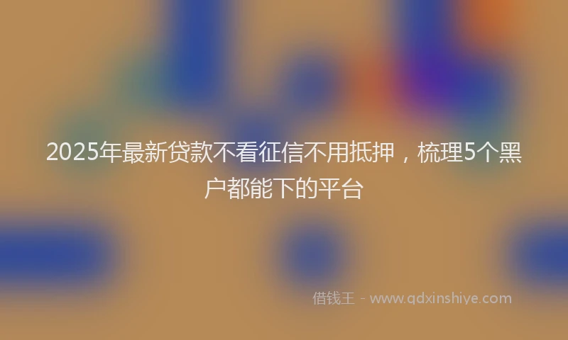 2025年最新贷款不看征信不用抵押，梳理5个黑户都能下的平台