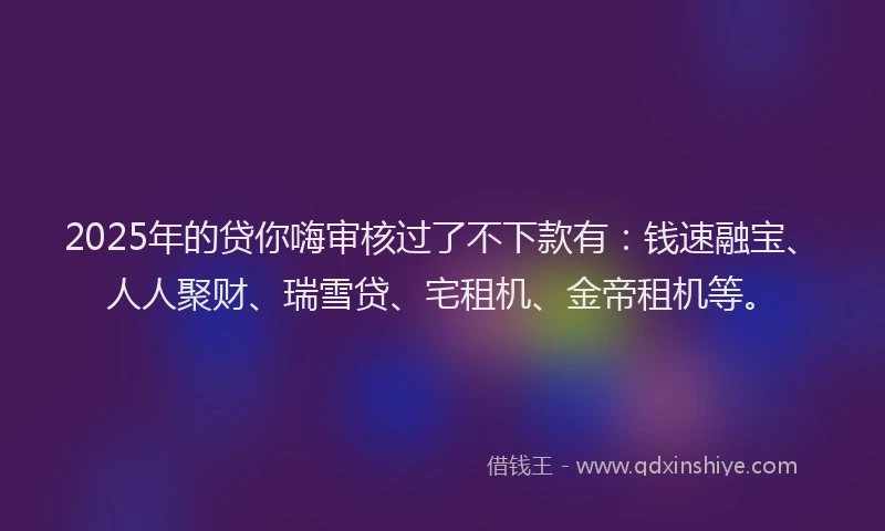 2025年的贷你嗨审核过了不下款有：钱速融宝、人人聚财、瑞雪贷、宅租机、金帝租机等。