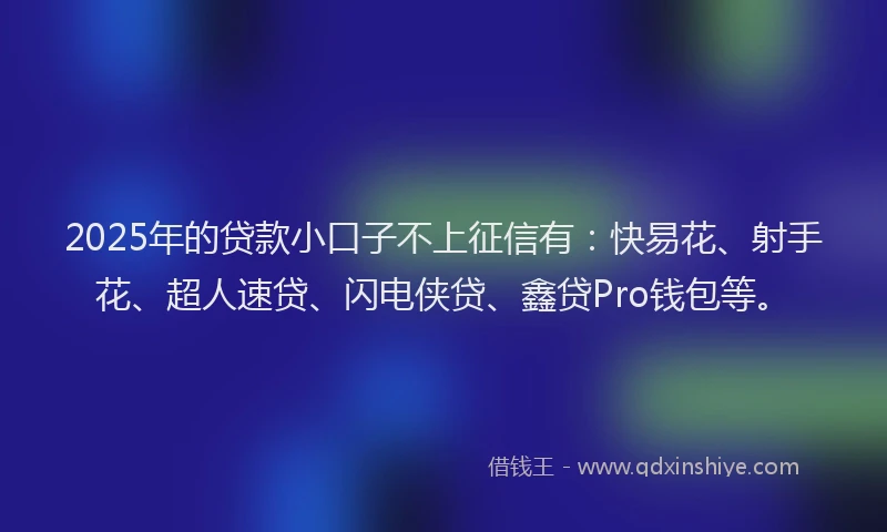 2025年的贷款小口子不上征信有：快易花、射手花、超人速贷、闪电侠贷、鑫贷Pro钱包等。