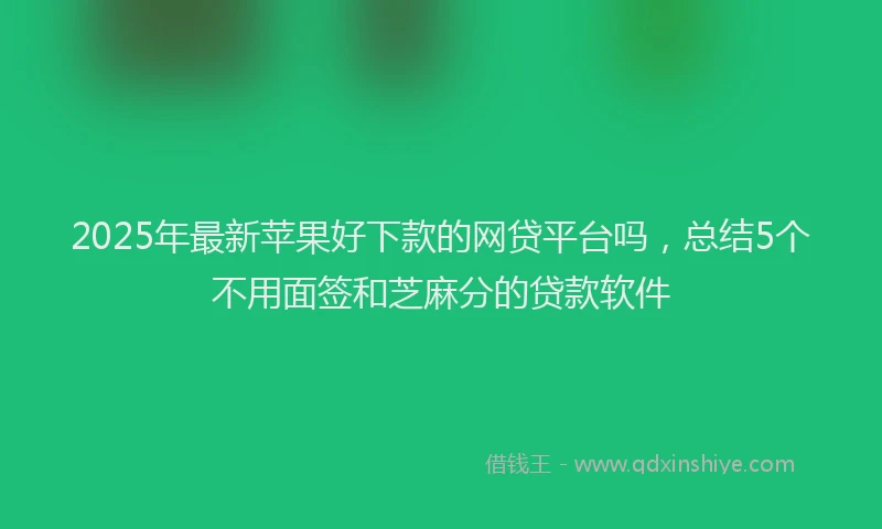 2025年最新苹果好下款的网贷平台吗，总结5个不用面签和芝麻分的贷款软件