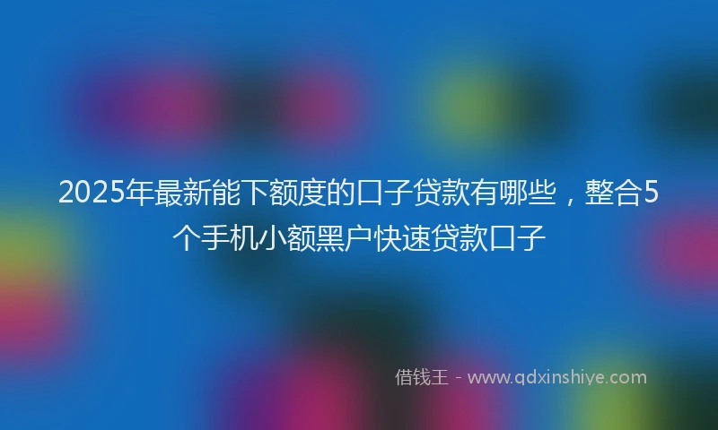 2025年最新能下额度的口子贷款有哪些，整合5个手机小额黑户快速贷款口子