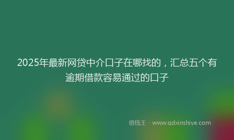 2025年最新网贷中介口子在哪找的，汇总五个有逾期借款容易通过的口子