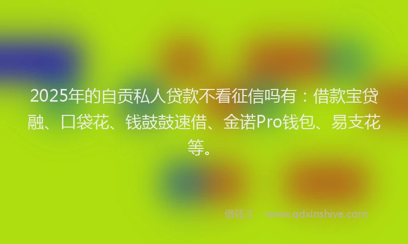 2025年的自贡私人贷款不看征信吗有：借款宝贷融、口袋花、钱鼓鼓速借、金诺Pro钱包、易支花等。